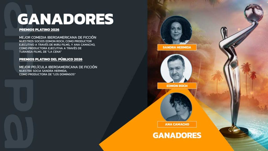 Tres socios ganadores de los Premios Platino 2026